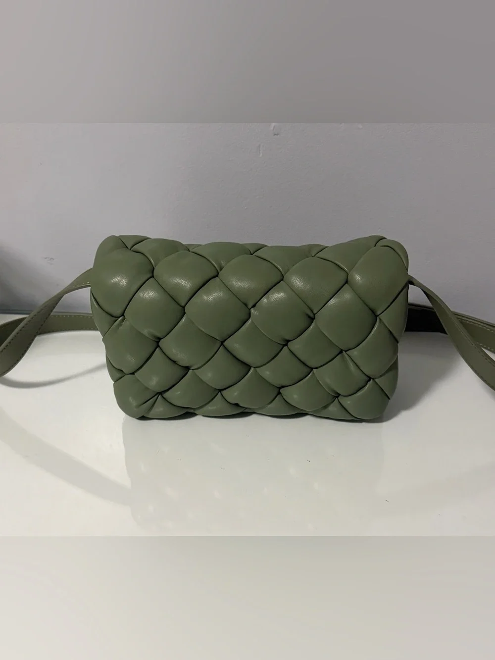 JW PEI Olive Woven Padded Crossbody Bag